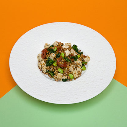 GO VEG, FARRO CHILI TOFU E EDAMAME