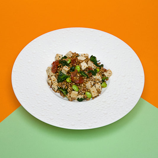 GO VEG, FARRO CHILI TOFU E EDAMAME